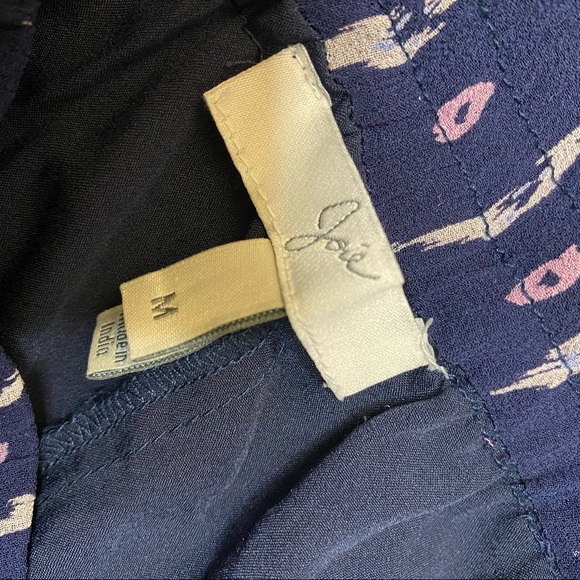 Joie Silk Shorts Boho Print Navy, Cream, Mauve Medium Lined - Picture 6 of 8